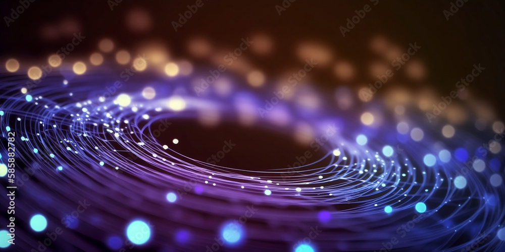 Wall mural abstract background of purple fiber optic lights