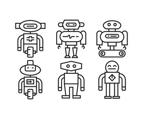 smart robot line icons set vector illustration