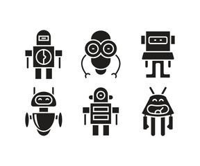 smart robot character icons set