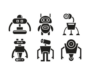 smart robot character icons set