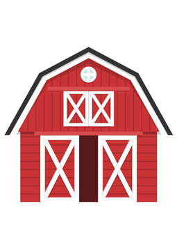 Red barn vector illustration, element