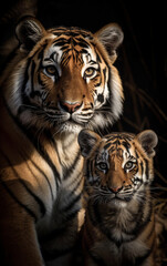 Fototapeta na wymiar portrait of a Bengal Tiger with son
