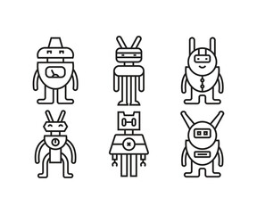 smart robot line icons set vector illustration