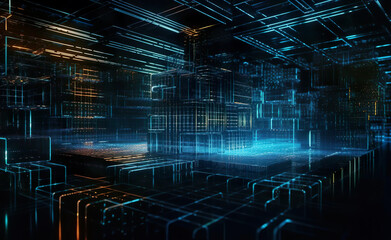 Abstract technology big data concept. Big data background. AI generated illustration.