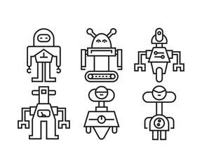 cartoon robot avatars set vector illustration