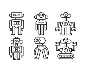 cartoon robot avatars set vector illustration