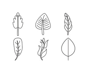 leaf and stalk icons set line illustration