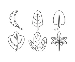 leaf and stalk icons set line illustration