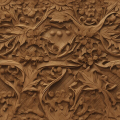 seamless asia wood carving pattern