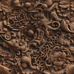 seamless carving asia pattern