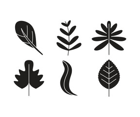 leaf and stalk icons line illustration