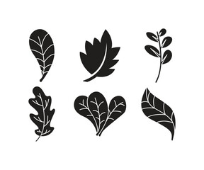 Fototapeta premium leaf and stalk icons line illustration