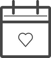 Vector linear calendar icon with a heart