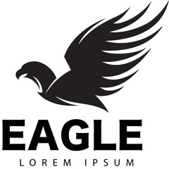 Fototapeta na wymiar Black silhouette of an eagle on a white background. Sign, symbol, logo. Vector illustration. 