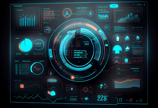 financial dashboard hologram and candlesticks. Concept of online trading