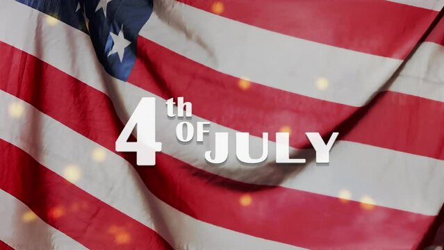 Independence Day USA concept. Happy 4th of July Independence Day text  and image American Flag on US Flag video background. 4K Video for United States federal holiday