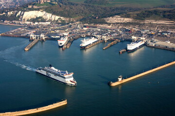 Aerial view of the Port of Dover, Kent, England, UK