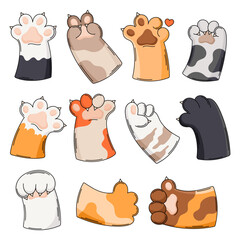 Cute cat paws vector illustration set. Cartoon cat paws clipart © ArtFM