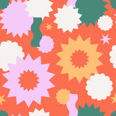 Groovy abstract shapes seamless pattern