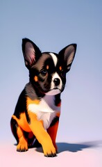 Small cute puppy toy on isolated background. AI-generated digital illustration