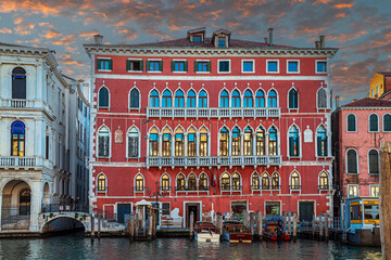 Bembo Palace facing the Grand Canal, built in the 15th century. Venice, Italy - 585891745