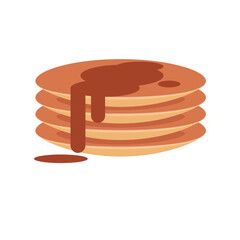 Pancake stack with syrup vector illustration. 
Delicious pancake flat icon.
Stack of pancakes isolated vector