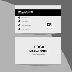 Black and White Business card design template. Modern presentation card with company logo. creative business card template. Portrait and landscape orientation. 
