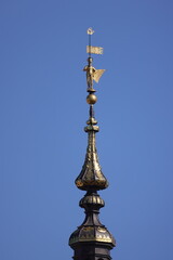 View of the top of the tower with pink details