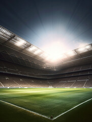 Fototapeta premium Football stadium at night. Generative Ai