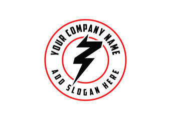 Thunder Bolt Circle Logo Design 