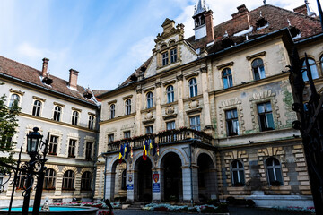 Fototapeta na wymiar Sighisoara city hall building. Transylvania. Romania