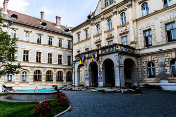 Fototapeta na wymiar Sighisoara city hall building. Transylvania. Romania