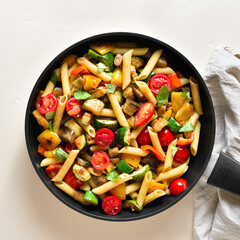 Penne pasta with roasted vegetables