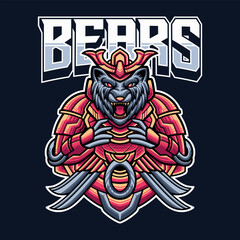 Head of angry bear logo vector illustration design