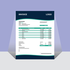 Invoice design template. Modern presentation card with company logo.   creative Invoice design template