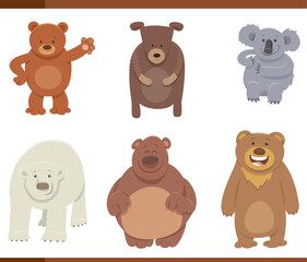 funny cartoon bears wild animal characters set