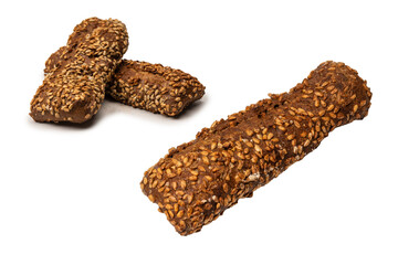 Loaf of bread with sunflower seeds isolated on a white background.