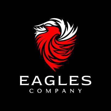 Modern fire eagle shield mascot logo design template