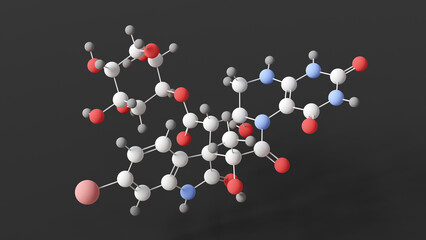 surugatoxin molecule, molecular structure, venom, ball and stick 3d model, structural chemical formula with colored atoms