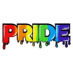 vector illustration of pride inscription icon with rainbow colors