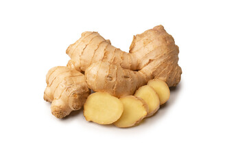 Ginger root isolated on white background.