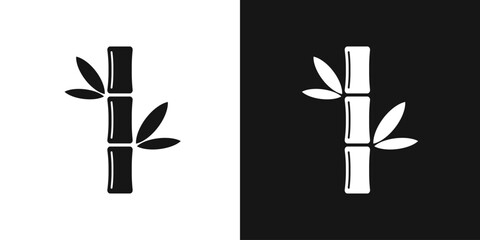 Bamboo vector icon. Stalk and leaves bamboo, bambo material sign © ti555design