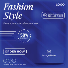 Classic and Elegant Blue Fashion Social Media Post Design with Stunning Vector Graphics for Eye-Catching Promotion and Marketing, Poster, and Banner