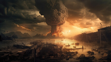 Apocalyptic explosion, disaster. Generative AI