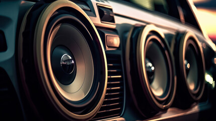 car audio system speakers, bass music in the car generative ai - obrazy, fototapety, plakaty