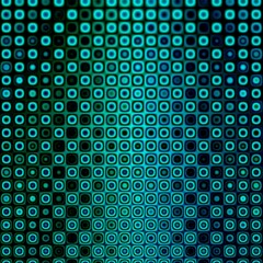 Abstract teal and black art background backdrop, pattern design bubble grid round repeating grid dots, high tech look, technical, weird glowing green, digital futuristic cyberpunk textile fashion tile