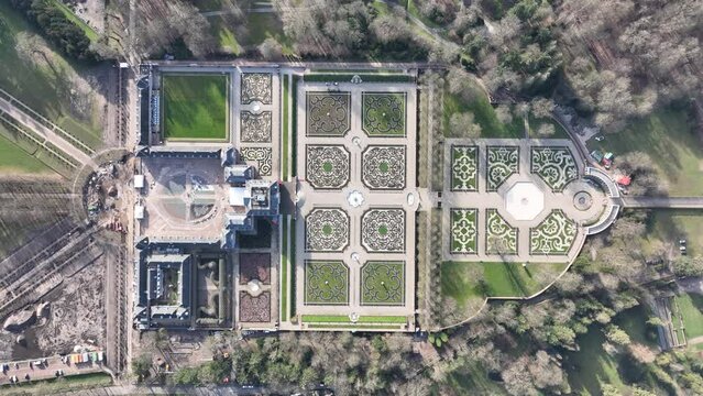 Get an exclusive glimpse of Het Loo's stunning gardens from above, as you marvel at the intricate design and precision of this regal landscape.