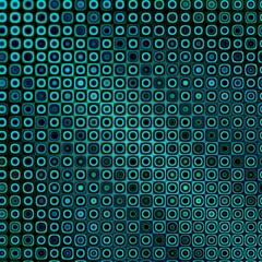 Fototapeta na wymiar Abstract teal and black art background backdrop, pattern design bubble grid round repeating grid dots, high tech look, technical, weird glowing green, digital futuristic cyberpunk textile fashion tile