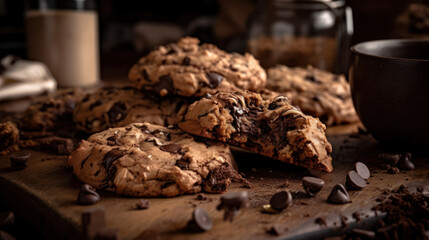 Fototapeta premium oatmeal chocolate chip cookies generative ai