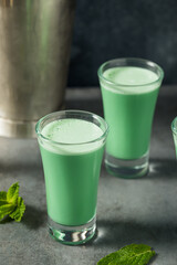 Boozy Cold Grasshopper Shots Cocktail